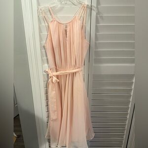 David's Bridal Soft Peach Midi Dress